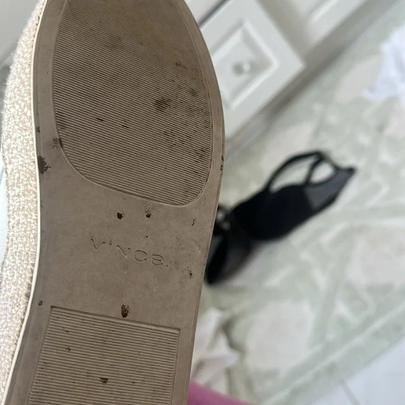 Vince Wilden white leather slip-on espadrille platform sneaker 38.5 8.5 worn 3x - Picture 4 of 9